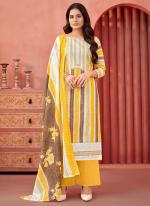 Pure Cotton Yellow Daily Wear Printed Salwar Suit